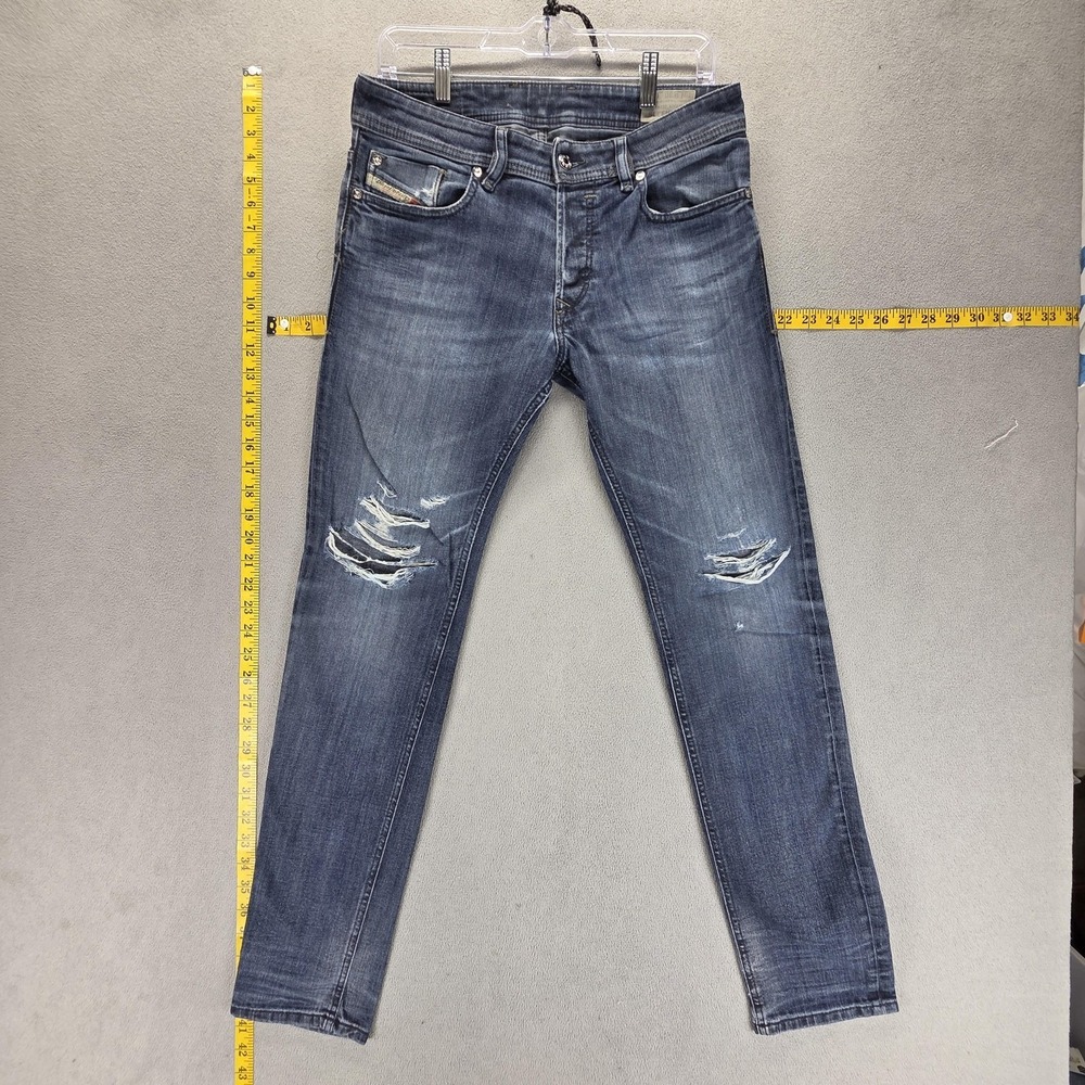 Diesel Jeans Mens 30x30 Blue Sleenker Slim Skinny Stretch Button Fly 0R23Z